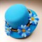 Шляпка-заколка голубая с голубыми ромашками - фото 9794