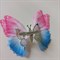 Бабочка на заколке, порхающая бабочка, розовая с голубым - фото 9914