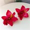 Комплект двух заколок "Тропический цветок Орхидея", малиновый - фото 9984